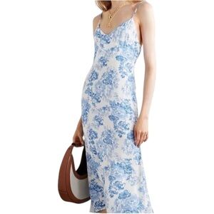 Reformation Chianti Floral Blue and White Midi Dress Medium